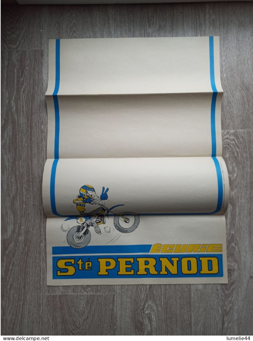 Café Bar Bistrot 1980 Affiche écurie Course Pernod Ricard Vierge Moto Cross - Afiches