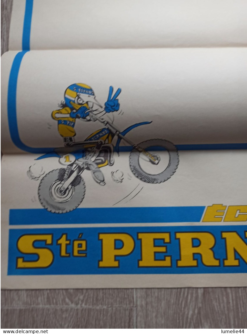 Café Bar Bistrot 1980 Affiche écurie Course Pernod Ricard Vierge Moto Cross - Affiches