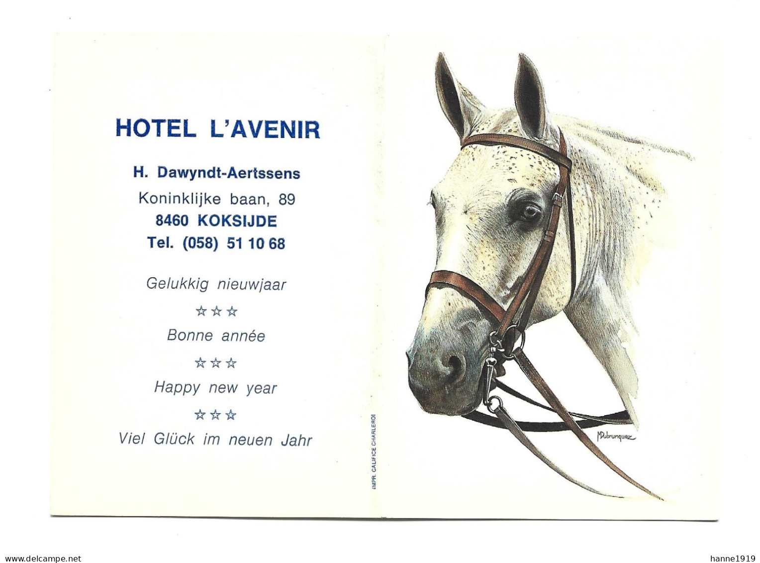 Koksijde Koninklijke Baan Pferd Paard Horse Cheval Hotel L' Avenir Kalender 1987 Calendrier Htje - Small : 1981-90