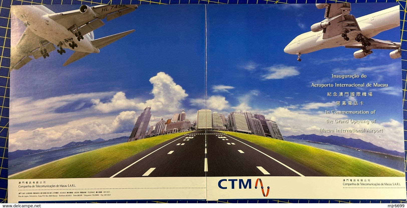 MACAU 1995 OPENING OF MACAU INT. AIRPORT PHONECARDS SET OF 2 IN ORIGINAL FOLDER, UNUSED CARDS IN VF CONDITION, - Macao