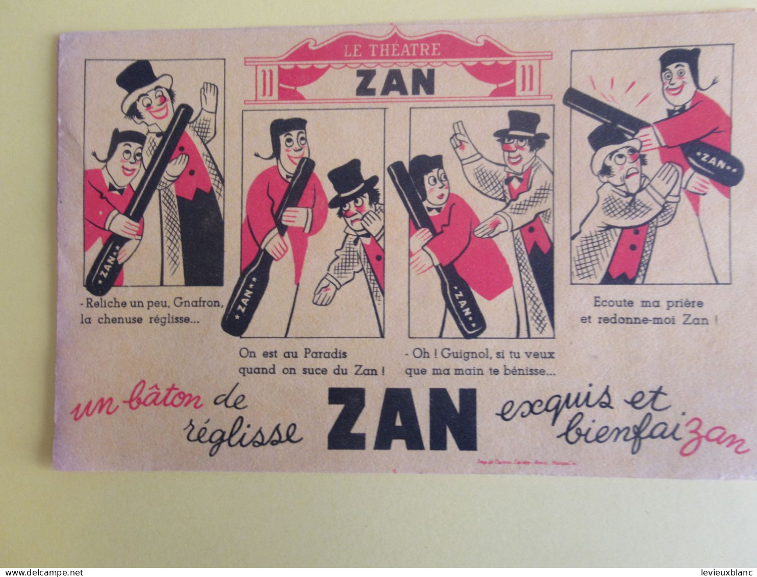 Buvard Ancien/ Sucrerie/ Bâton De Réglisse ZAN/ Le Théâtre /Gnafron & Guignol//Vers1950-1960    BUV661 - Cake & Candy