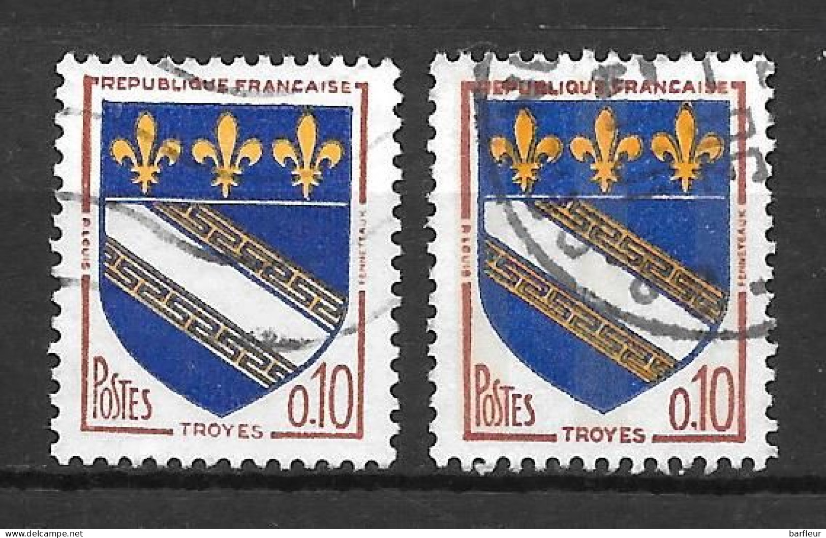 Année 1962  - 65 : Y. & T. N° 1353 ° Jaune Foncé Sur Timbre De Droite Avec 3 Bandes De Phosphore Et Jaune Pale Sans Phos - Usati