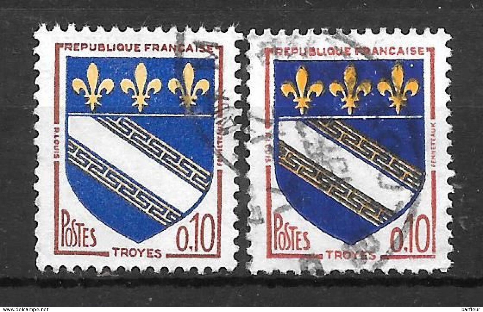 Année 1962  - 65 : Y. & T. N° 1353 ° Jaune Clair Sur Timbre De Gauche Et Plus Foncé Sur Celui De Droite Exemplaire 1 - Gebruikt