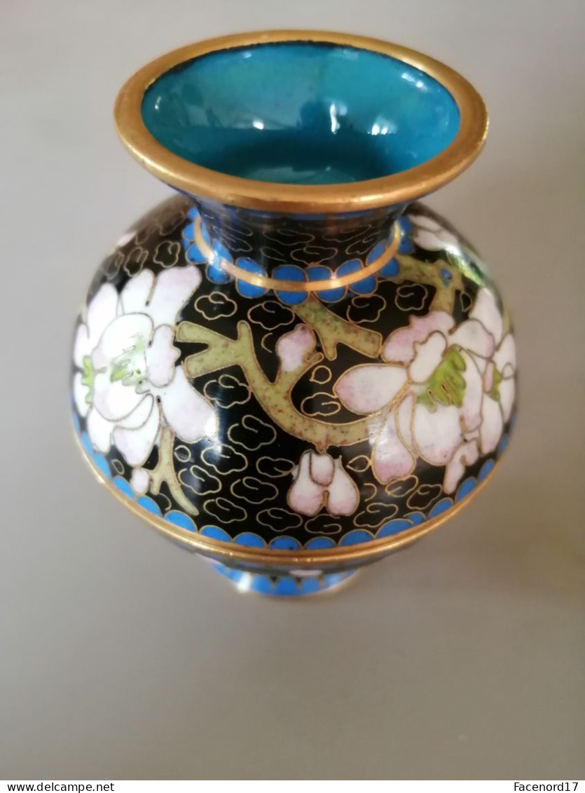 Coupelles Vide-poches Récipients émaux Motifs Floraux Asiatiques - Limoges (FRA)