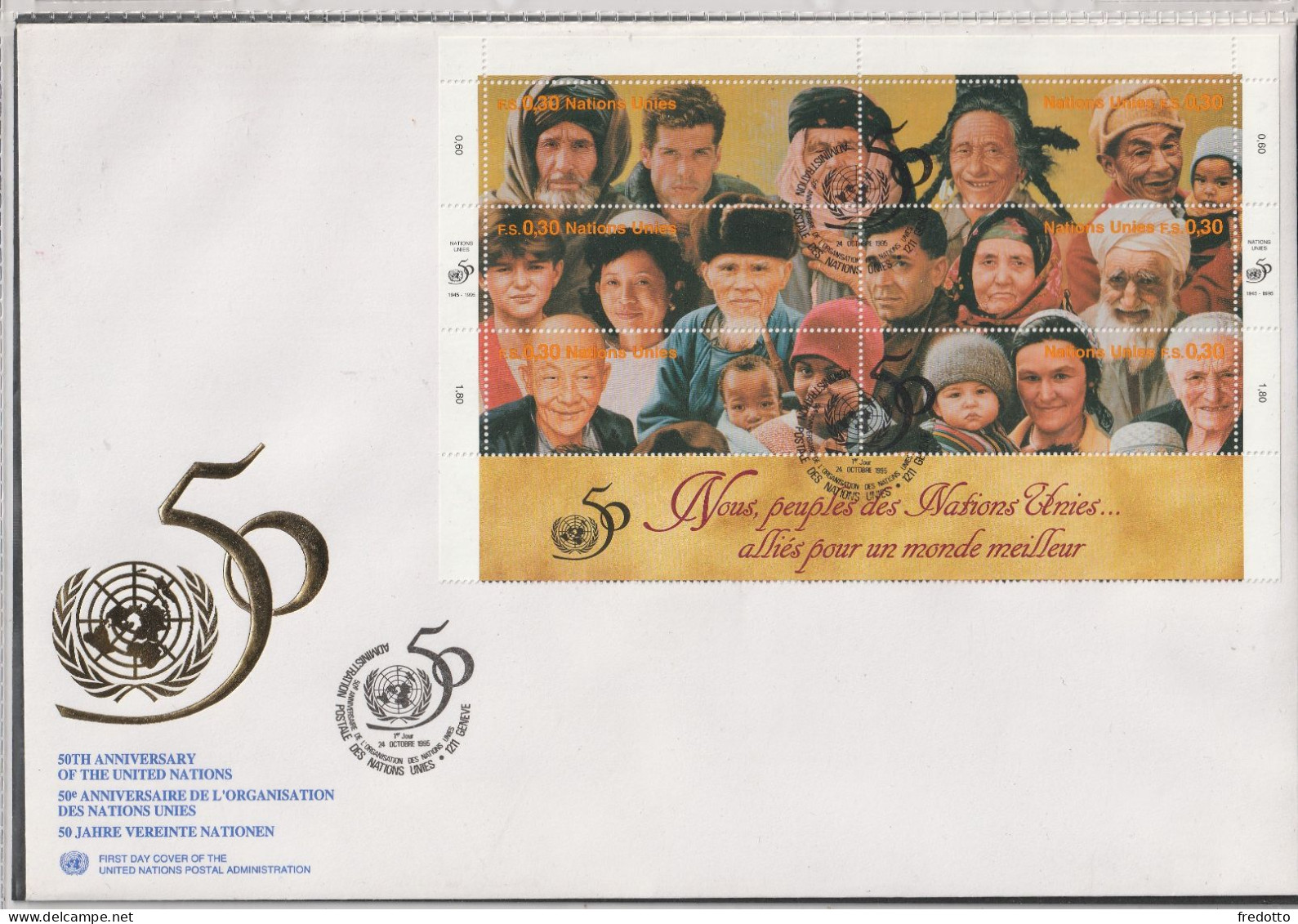 50 Jahre-Vereinte Nationen 1995 -2 Briefe Mit Block - Covers & Documents