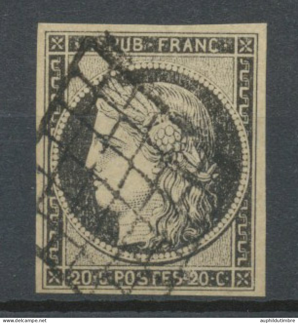 Timbre France Cérès N°3c 20c Gris-noir Obl. Grille Superbe N3554 - 1849-1850 Cérès