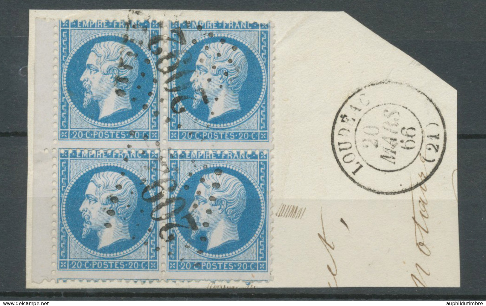 1866 Fragment Avec Bloc De 4 Piquages Déplacés N°22 Bdf Obl. GC, C 15 SUP N3558 - 1862 Napoleon III