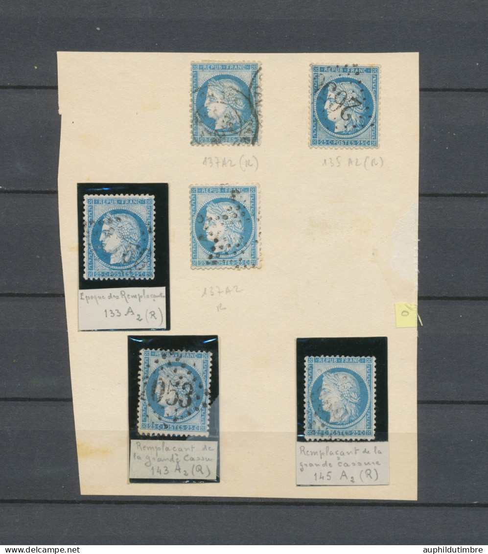 Lot 6 TP N°60 25c Bleu Dits "remplaçants" 133A2,135A2,2*137A2, 143A2,145A2 N3564 - 1871-1875 Cérès