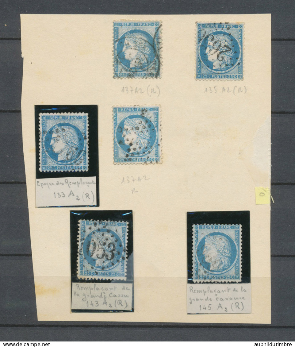 Lot 6 TP N°60 25c Bleu Dits "remplaçants" 133A2,135A2,2*137A2, 143A2,145A2 N3564 - 1871-1875 Ceres