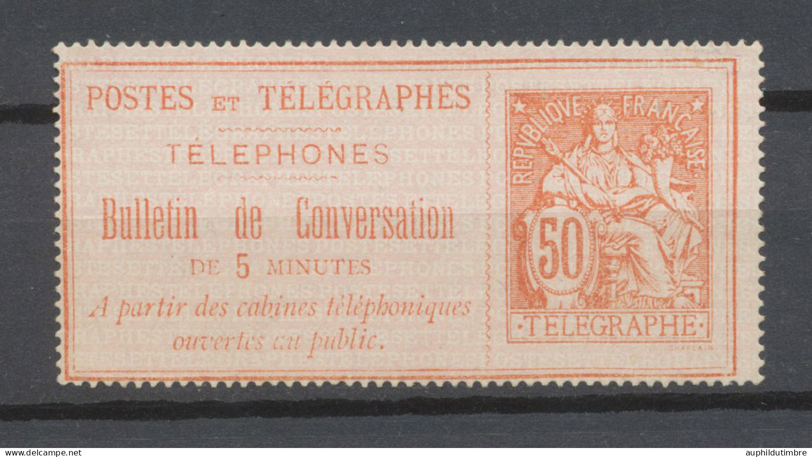 France Timbre Téléphone N°9 50c Rose Neuf Sans Gomme. N3618 - Telegraaf-en Telefoonzegels