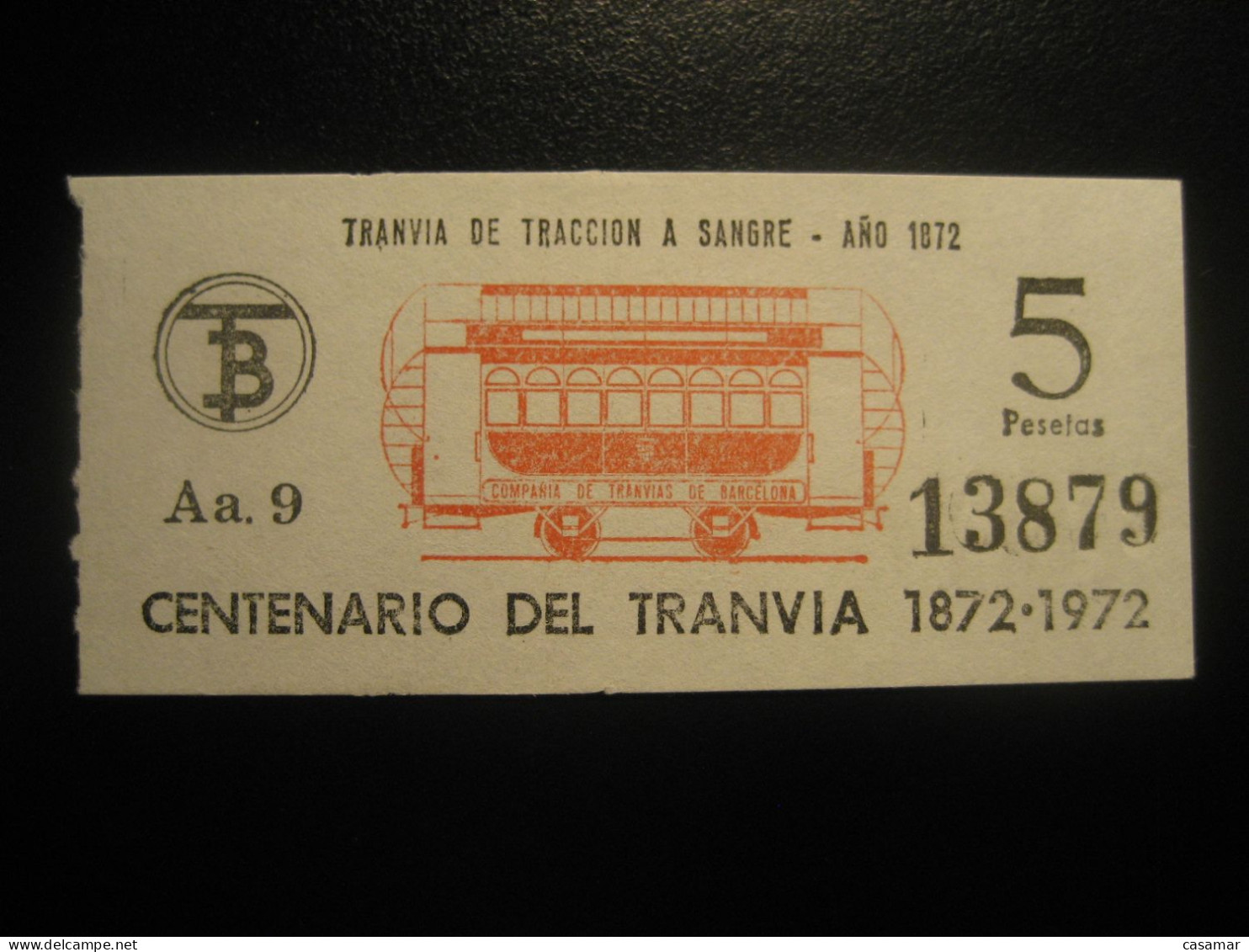 Barcelona 1872 - 1972 Centenario Del Tranvia De Traccion A Sangre Tramway Tram Centenary Transport Ticket Spain - Tramways