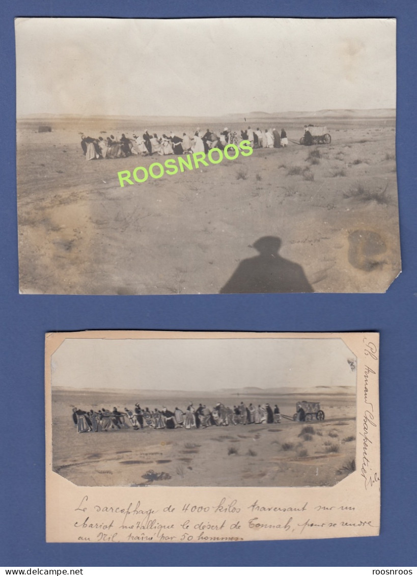 PHOTO A IDENTIFIER - SARCOPHAGE TIRE PAR 50 HOMMES DANS LE DESERT VERS LE NIL - 1912 - ARMAND CHARPENTIER - Africa