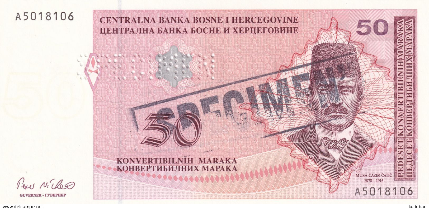 Bosnia And Herzegovina,SPECIMEN UNC, 50 Convertible Mark, 1997, Pick-67 - Bosnie-Herzegovine