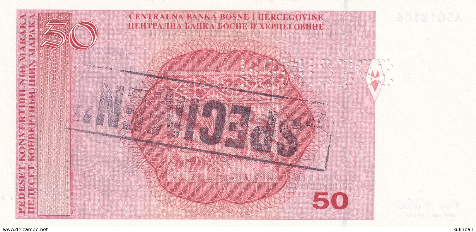 Bosnia And Herzegovina,SPECIMEN UNC, 50 Convertible Mark, 1997, Pick-67 - Bosnie-Herzegovine