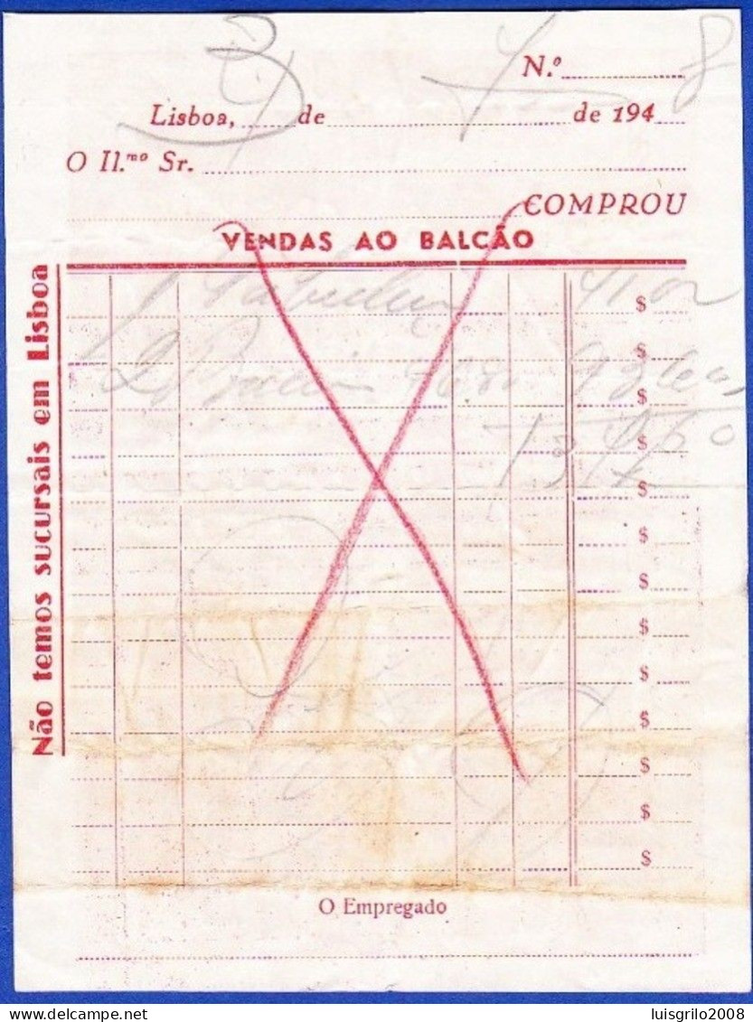 Invoice/ Facture, Portugal 1948 - BRAZ & BRAZ, Travessa Nova De S. Domingos Lisboa - Portugal