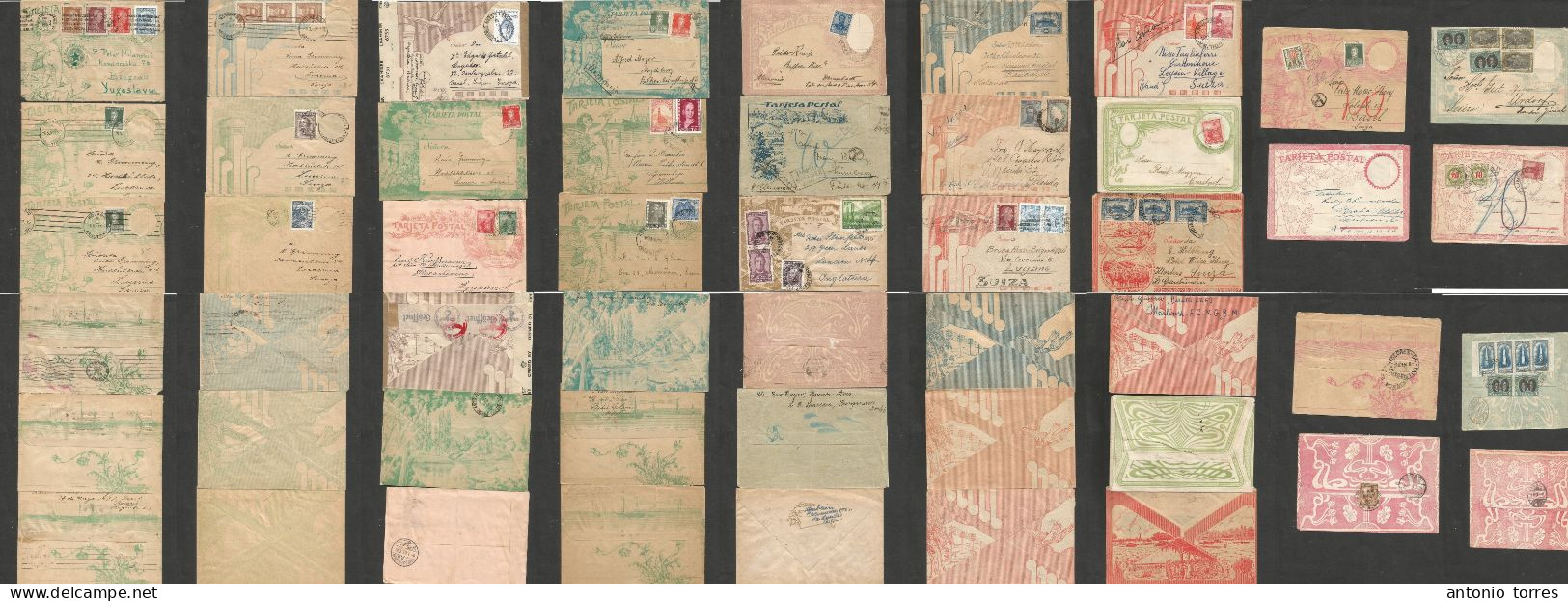 Argentina. 1907-54. Sobre Tarjeta Postal. Exceptional Collections Selection Of 25 Diff, Some With Arrival Swiss Postage - Other & Unclassified