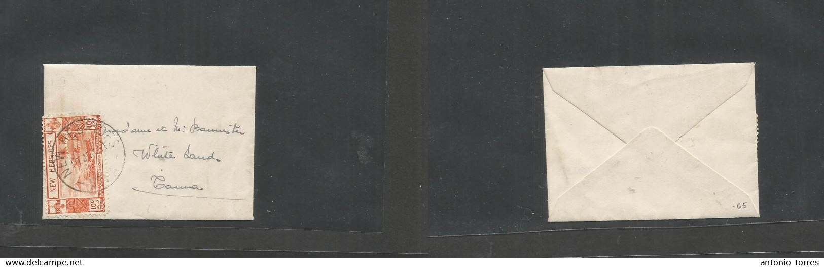 Frc - New Hebrides. 1941 (10 Jan) Vila - Tanna. 10c Orange Local Small Fkd Unsealed Envelope. VF. - Autres & Non Classés