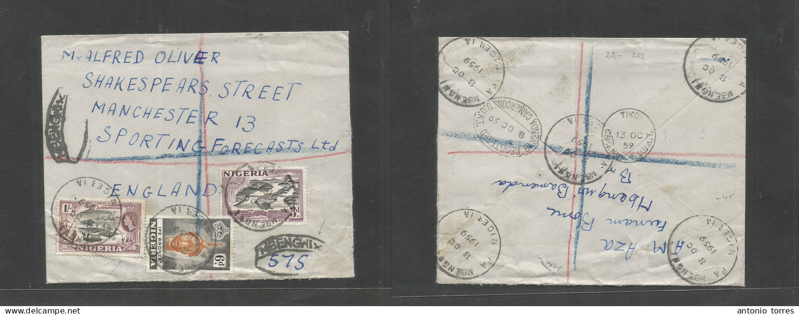 Bc - Nigeria. 1959 (8 Oct) Cameroons, UUKT. PA Mbengwi - England, Manchester. Via Bambenda - Tiko. Reverse Multitransite - Other & Unclassified