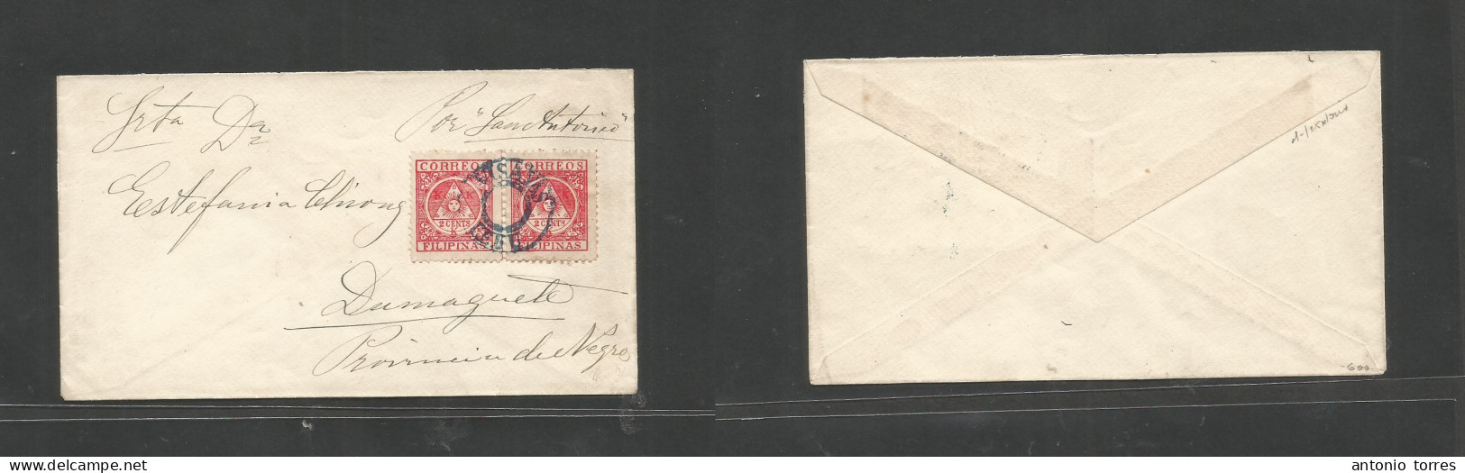 Philippines. C. 1898-99. Correo Insurrecto. Aguinaldo Issue. Visayas - Damaguete, Isla Negros. Fkd Env 2c Intense Red  H - Filipinas