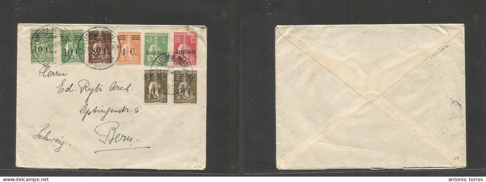 Portugal - Xx. 1929 (21 April) Lisboa Norte - Switzerland, Bern. Multifkd Mixed Issues Ceres Overprinted Issues Incl Rev - Sonstige & Ohne Zuordnung