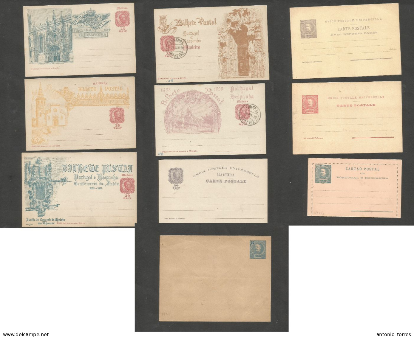 Portugal-Madeira. C. 1893-1900. Madeira Mint Stationaries Cards. India Centº, Stat Letter Sheet, Envelope. 10 Diff In VF - Other & Unclassified