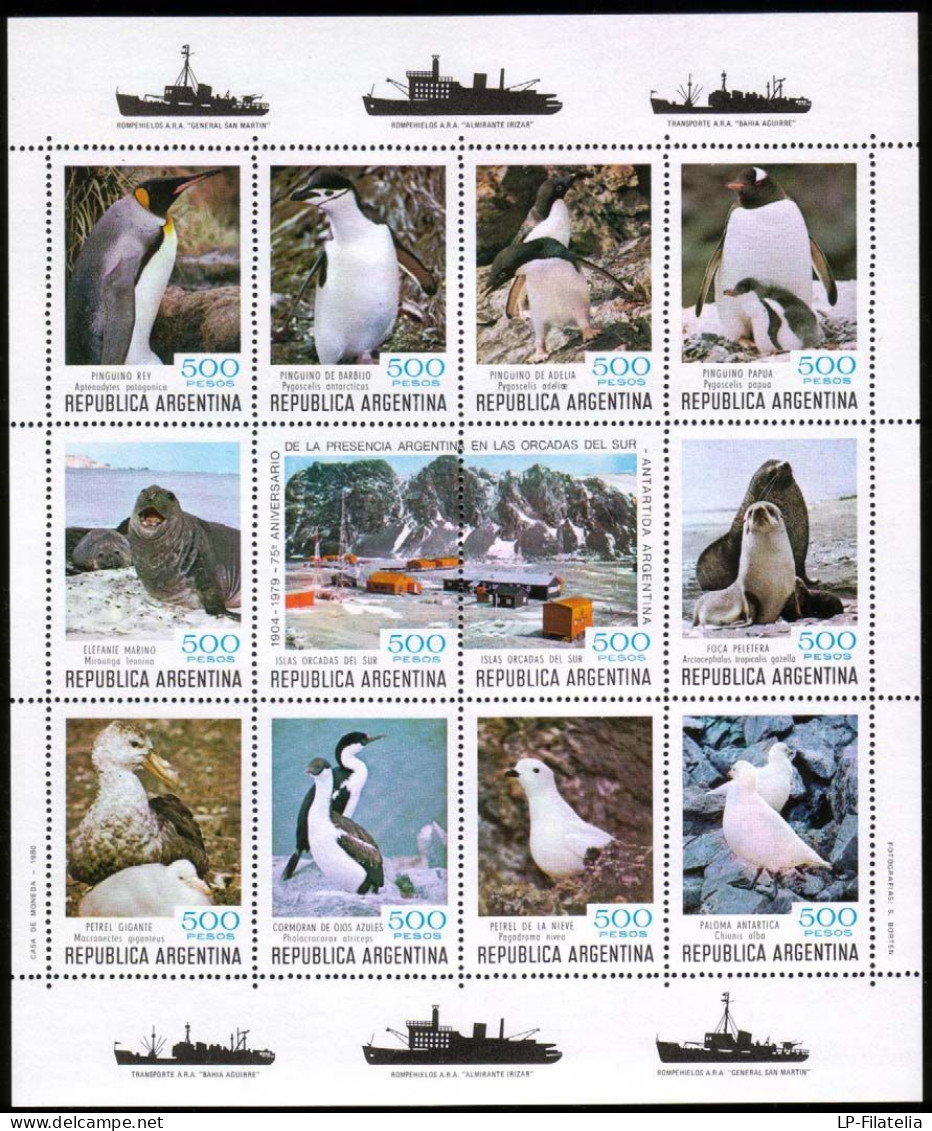 Argentina - 1980 - Antártida Argentina - Fauna Antártica - Aves - Pingüinos - Focas - Unused Stamps