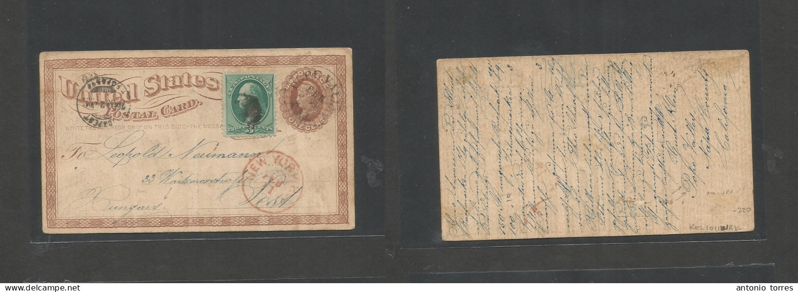 Usa - Stationery. 1875 (Feb 3) Pope Valley, Napa Country, CALIFORNIA - Hungary, Pest (Feb 27) Pre UPU 1c Brown Early Sta - Autres & Non Classés