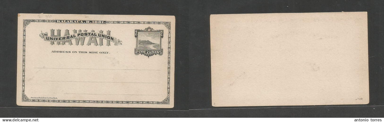 Usa - Hawaii. 1881. 2c Black Stat Card Mint. Fine. - Andere & Zonder Classificatie