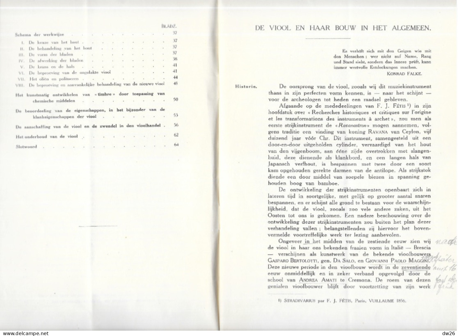 Musique Pays-Bas - Vioolbouw Voor Vioolbouwers (Fabrication Du Violon, Pour Les Luthiers) Dr. A. Verwey 1927 - Muziekinstrumenten