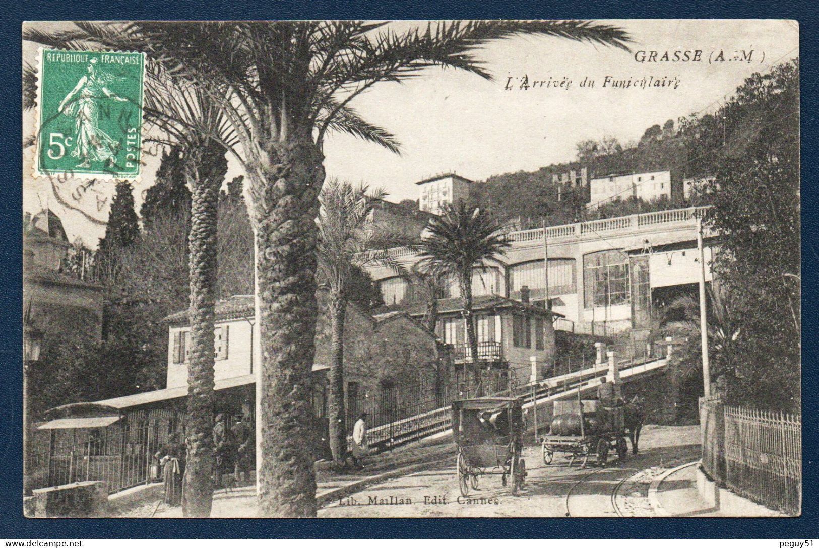 06. Grasse. L'arrivée Du Funiculare (1909). Voyageurs En Attente Vers La Gare PLM.  Carrosse Et Chariot. 1911 - Grasse