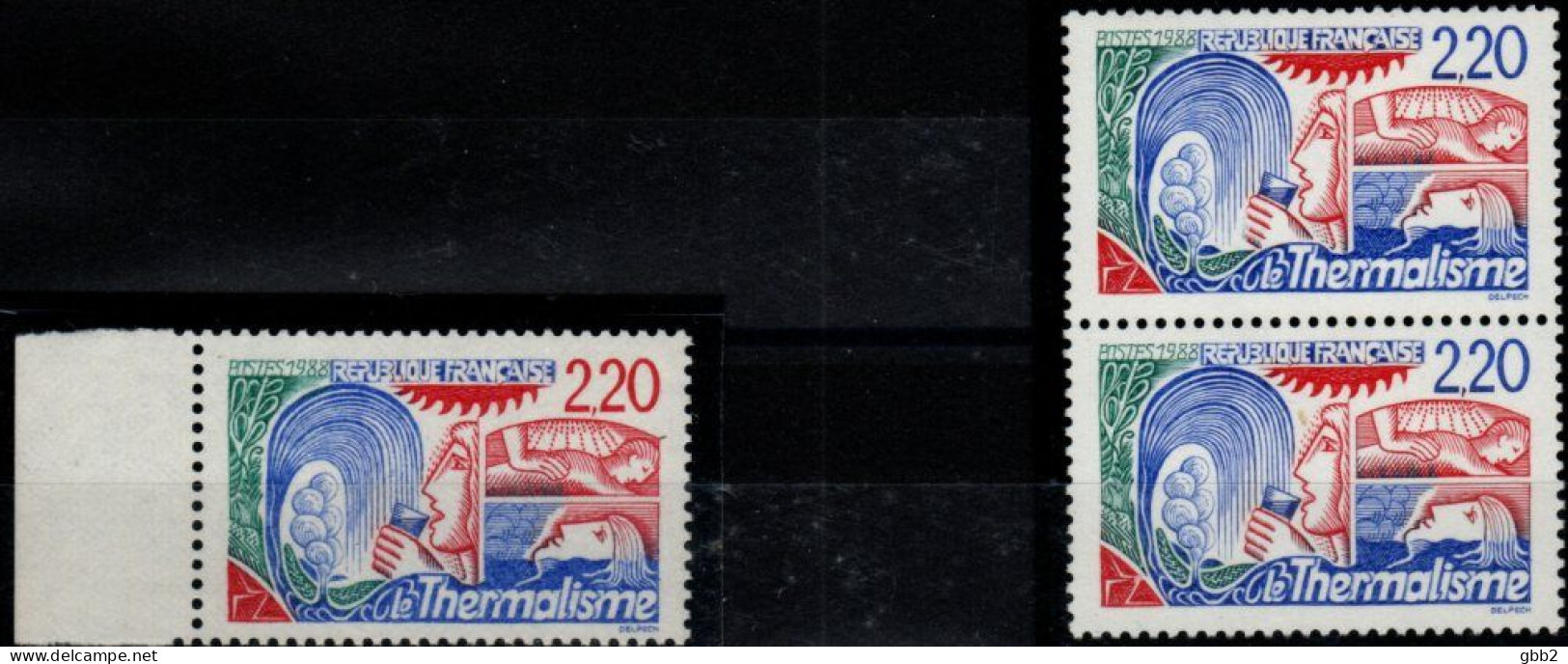 FRANCE - YT N° 2556a Et B "LE THERMALISME" Avec Le Prix En ROUGE Et Les Doigts Coupés.Bas Prix, à Saisir. - Unused Stamps