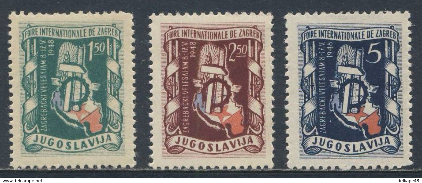 Jugoslavija Yugoslavia 1948 Mi 539 /1 YT 482 /4 SG 573 /5 * MH - Int Fair Zagreb - Map, Symbols Of Industry, Agriculture - Other & Unclassified