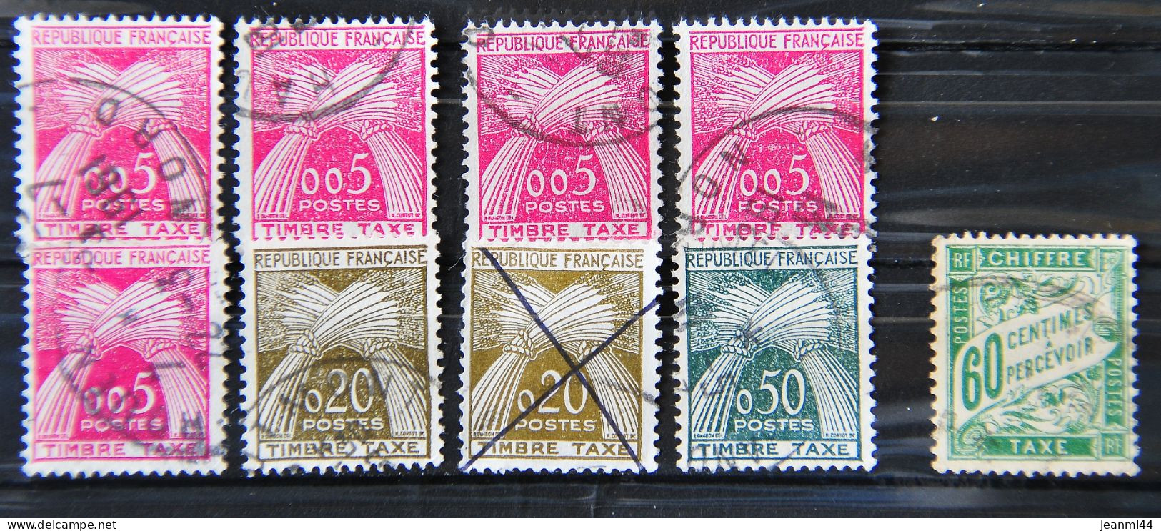 France 1960 - 9 Timbres Taxe Type Gerbes - Légende République Française N° 90 - 92 - 93 Et 38 - 1960-.... Afgestempeld