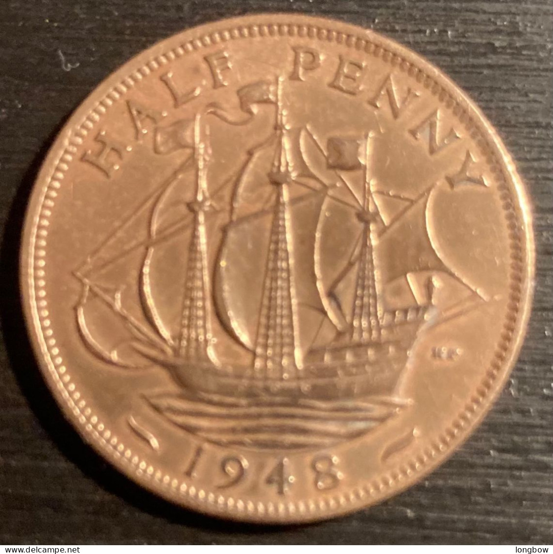 Gran Bretagna ½ Penny 1948 Km#844 - Used - C. 1/2 Penny