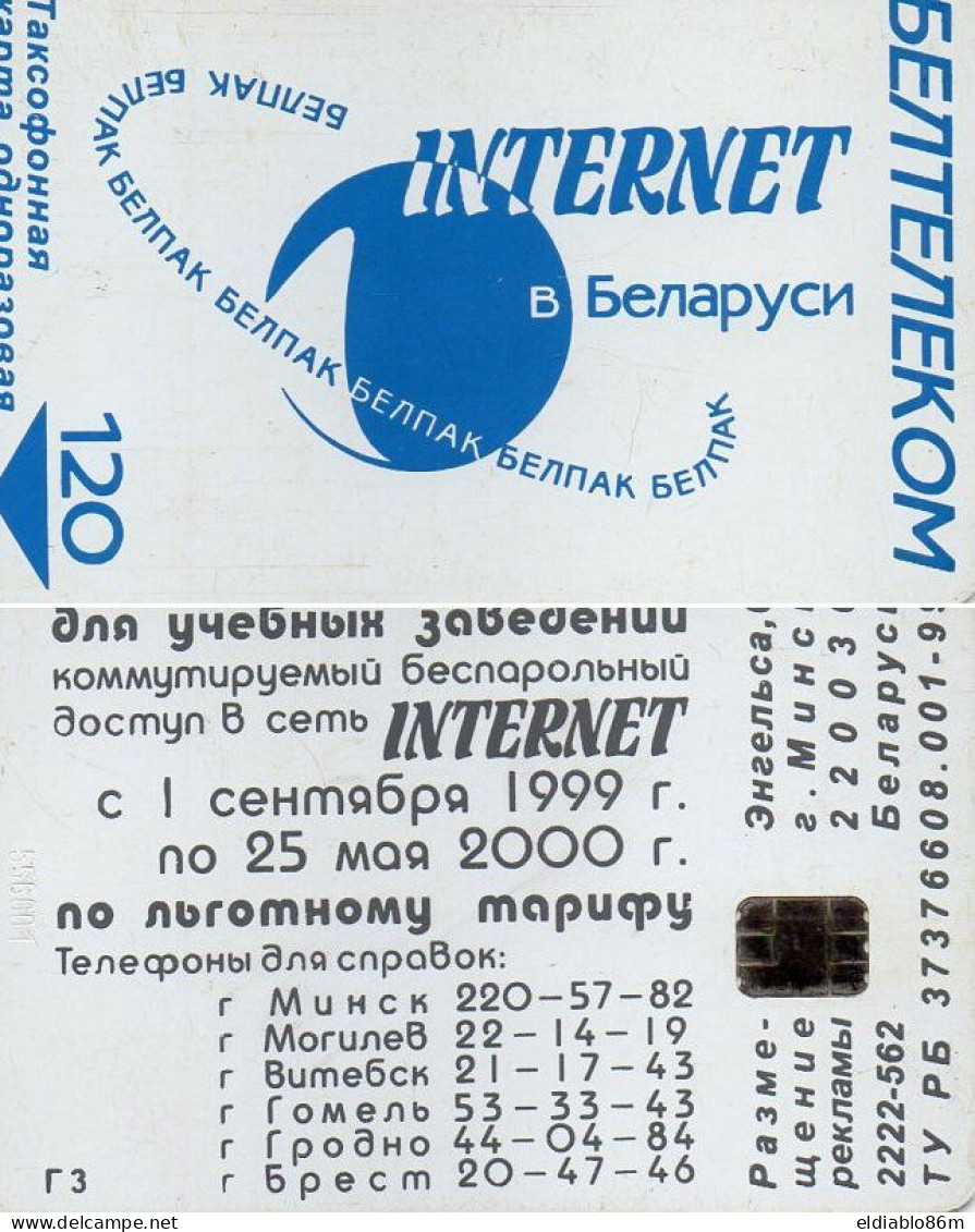 BELARUS - CHIP CARD - INTERNET IN BELARUS BLUE - 120 UNITS - TARIF TA23 Г3  (HIGHLY USED) - Belarús