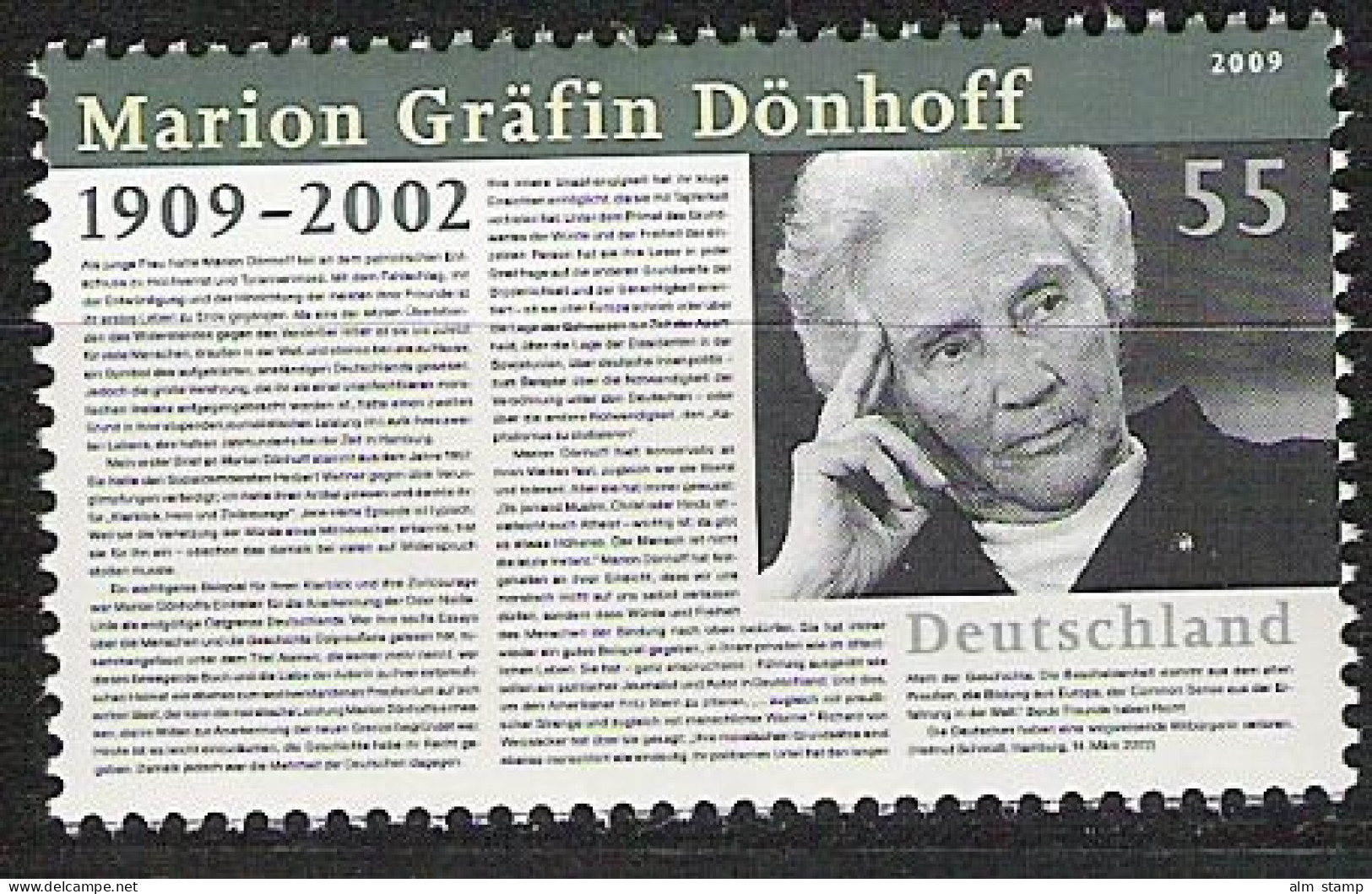 2009 Deutschland  Germany   Mi. 2766 **MNH  Marion Gräfin Dönhoff - Ungebraucht