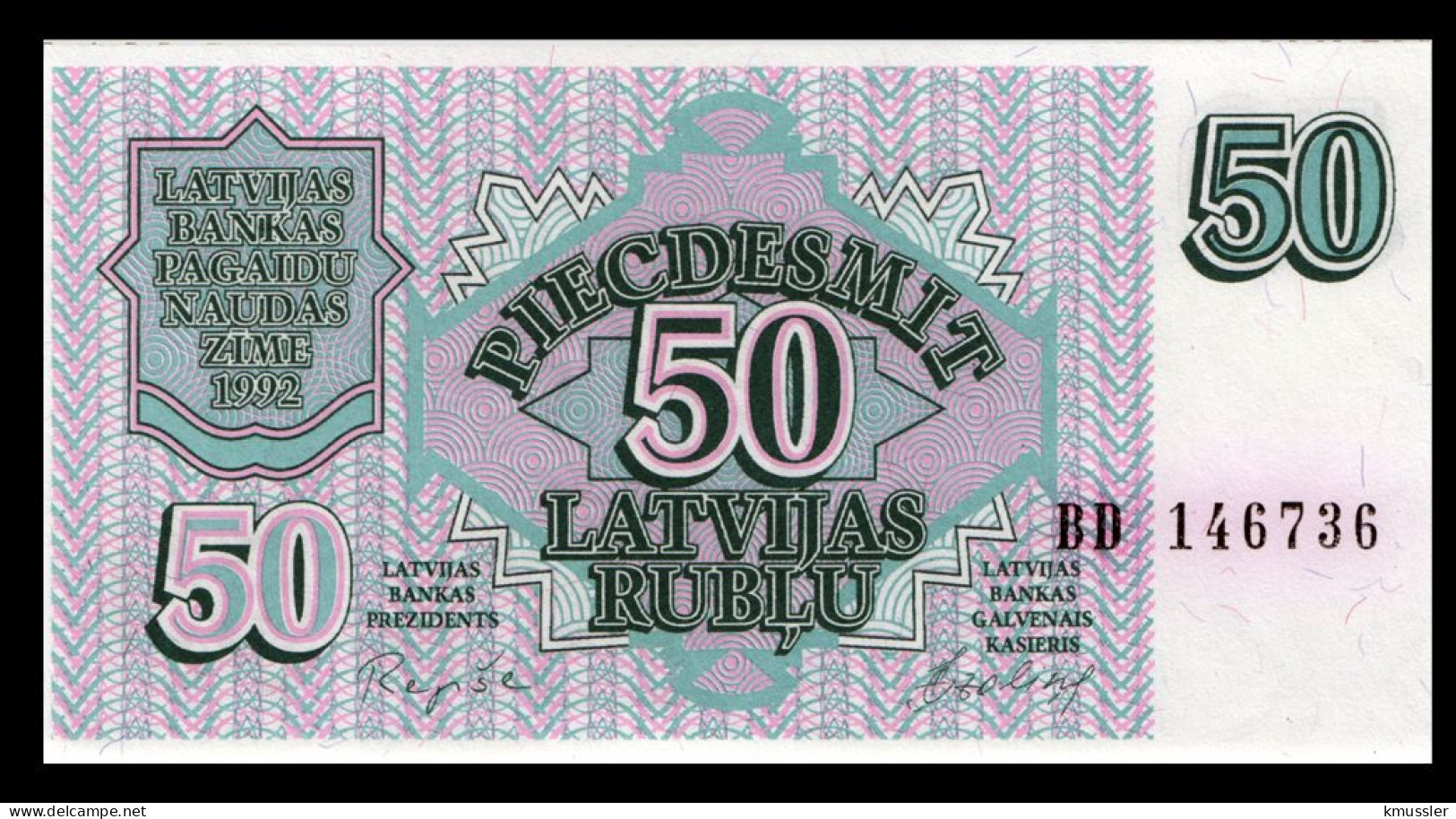 # # # Banknote Lettland (Latvijas) 50 Rubel (Rublis) 1992 UNC # # # - Lettonie