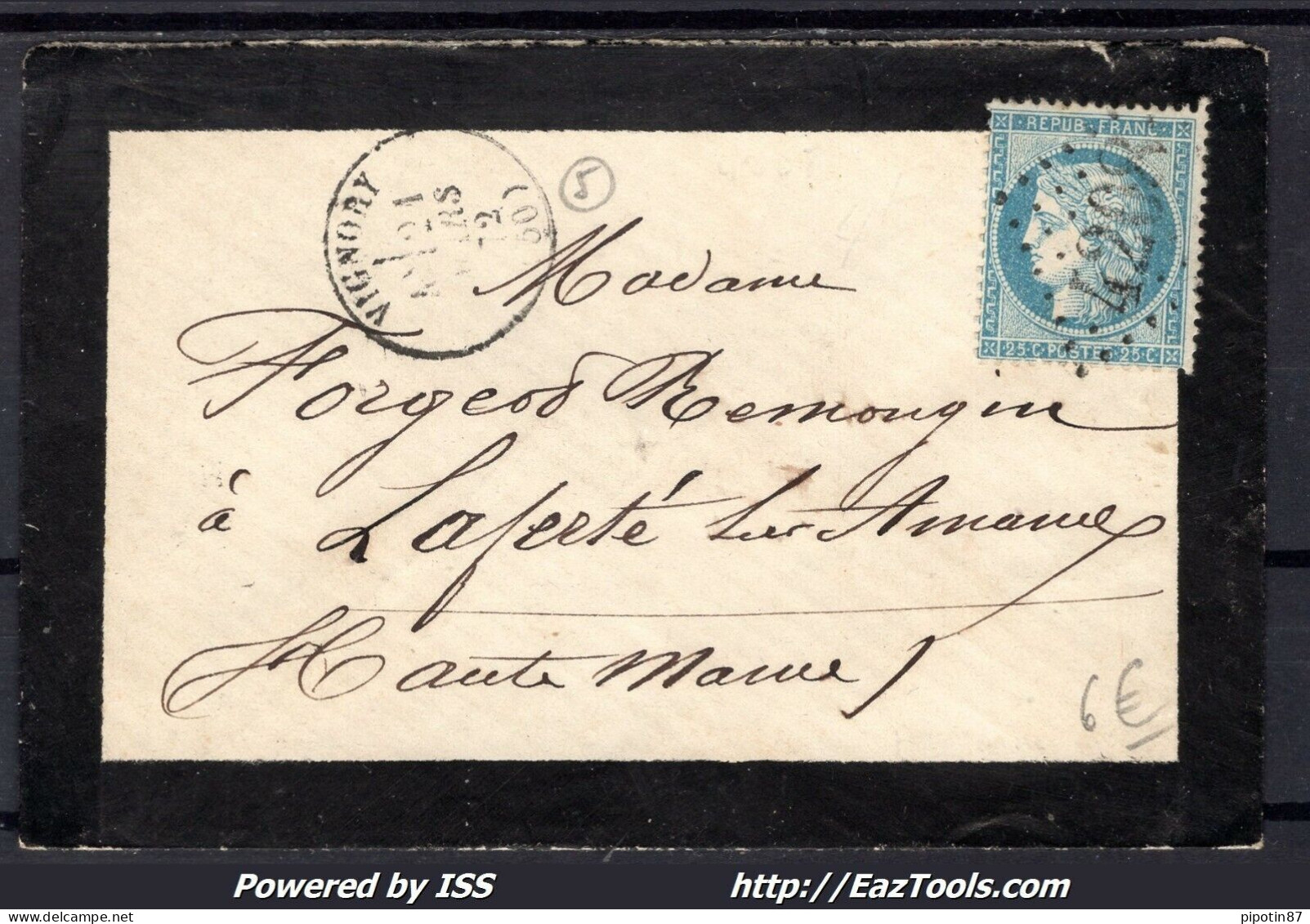 FRANCE N°60A SUR LETTRE GC 4208 VIGNORY HAUTE MARNE + CAD DU 21/03/1872 - 1871-1875 Cérès