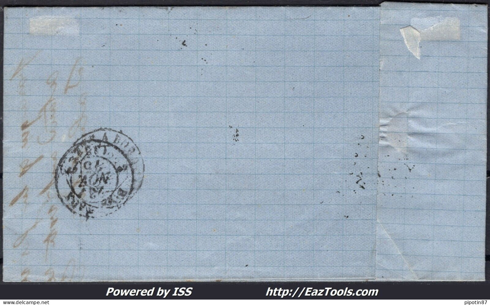 FRANCE N°60C SUR LETTRE GC 4184 VIC FÉZENSAC GERS + CAD DU 22/11/1875 - 1871-1875 Cérès