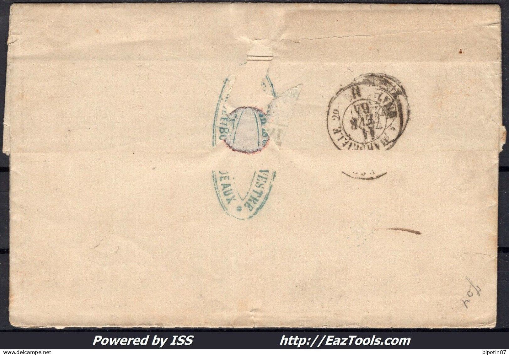 FRANCE N°22 SUR LETTRE GC 4077 VALENCE DROME + CAD DU 11/02/1864 AFF INSUFFISANT - 1862 Napoleon III