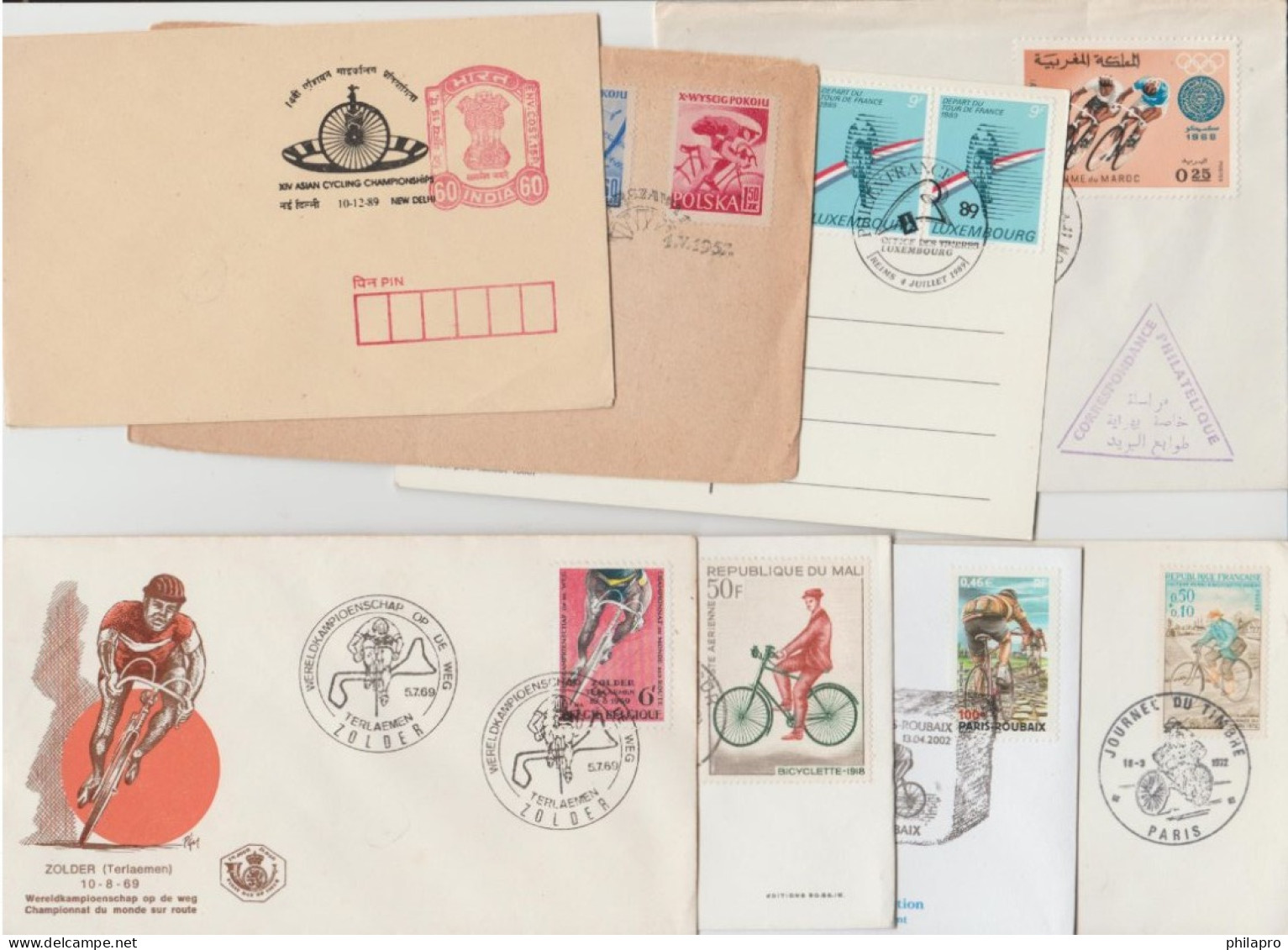 VELO  BOLIVIA- INDIA...   LOT 3  BLOCK + 2 CARD+6 FDC  Ref  S°93 See 2 Scans - Ciclismo