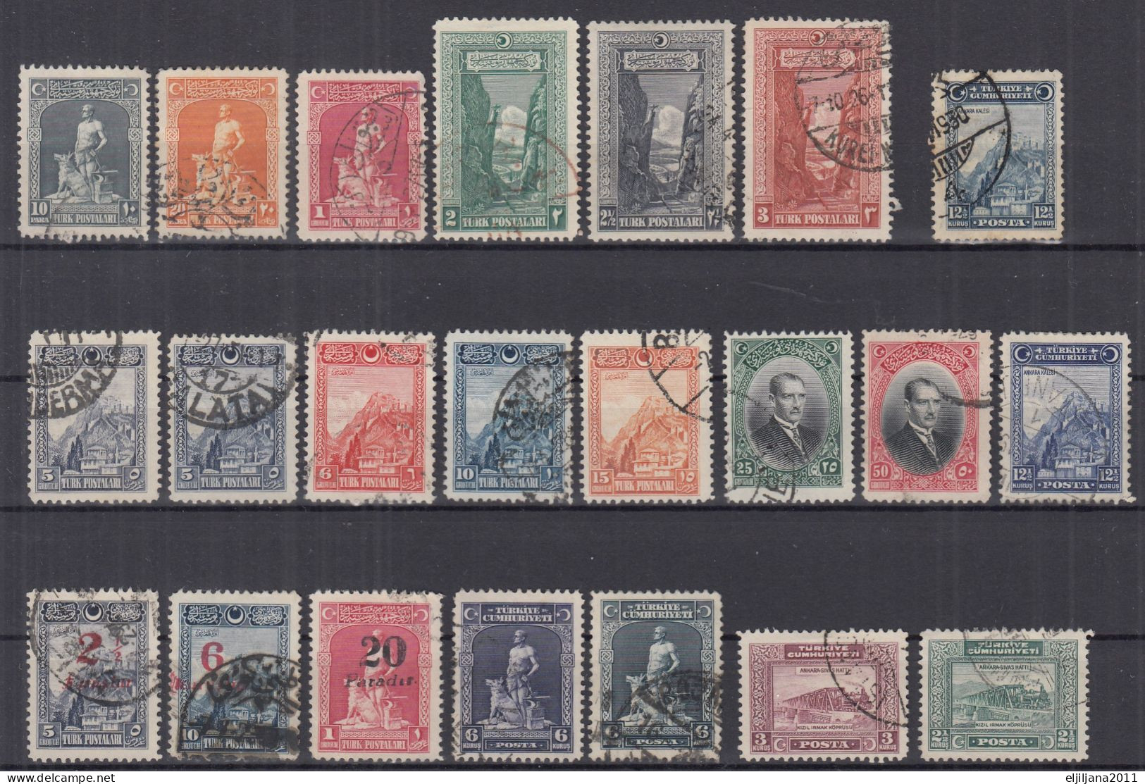 ⁕ Turkey 1926 - 1929 ⁕ Collection / Lot ⁕ 22v Used - Oblitérés