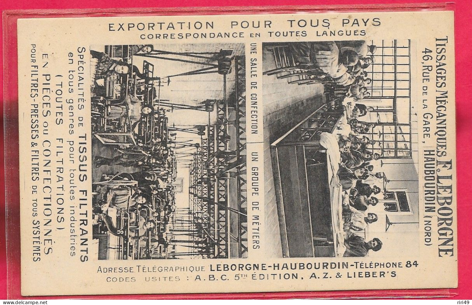 Cpa 59 Haubourdin, Commerce Tissages Mécaniques F.LEBORGNE, Confections Tissus,,, Voir Scannes Belle Carte - Haubourdin