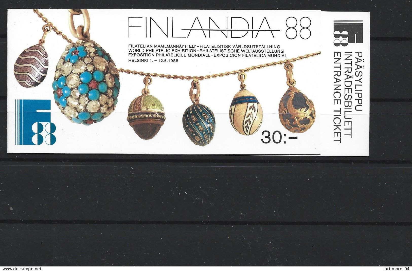 1988 FINLANDE Carnet 1014** Fabergé, Finlandia, Expo Phila, Côte 25.00 - Carnets