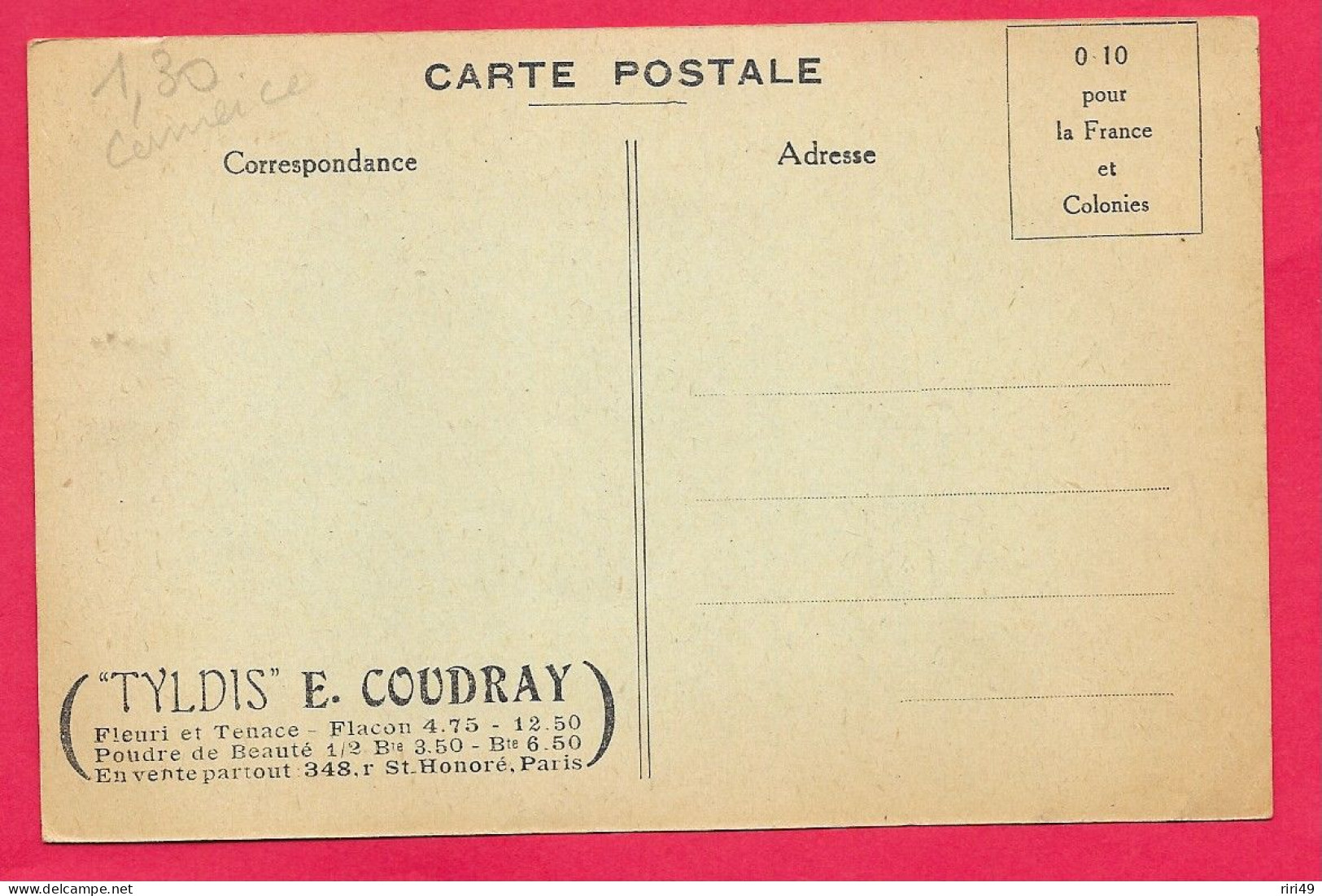 Cpa Parfumerie E.COUDRAY Rue St-Honoré, Paris, Une Partie Des Magasins De Vente,,, Voir  Dos Et Scannes Belle Carte - Negozi