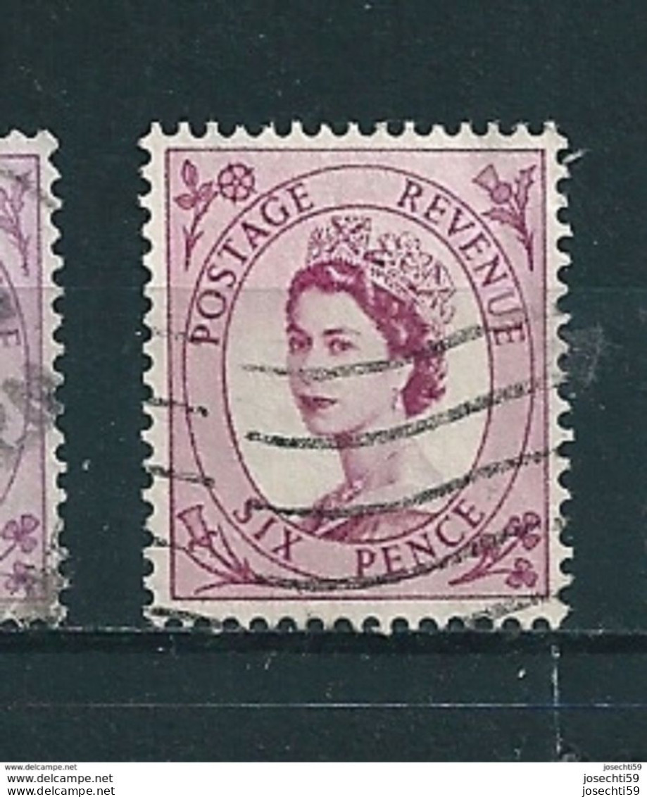 N° 270 Elizabeth II- Filigrane M   Timbre GRANDE BRETAGNE 1952 Stamp Royaume Uni "postage Revenue" Six Pence Courone - Usati