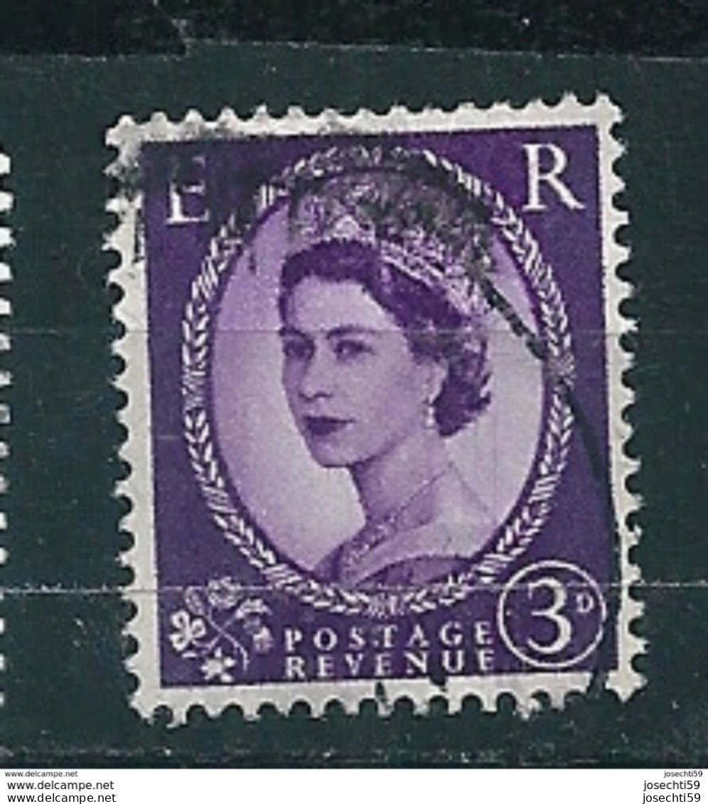 N° 331 Elizabeth II 3P  Timbre GRANDE BRETAGNE OBLITÉRÉ  1958 Stamp Royaume Uni GB Postage Revenue - Usati