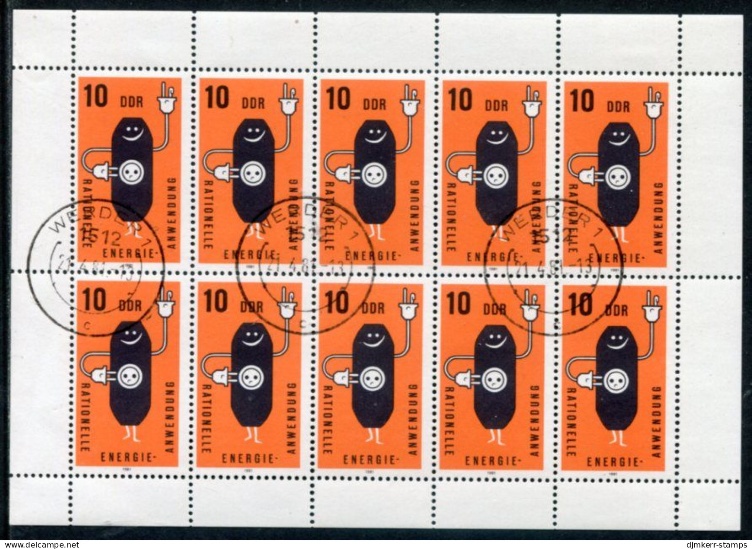 DDR 1981 Energy Conservation Sheetlet  Used With Datestamp.  Michel 2601 Kb - Used Stamps