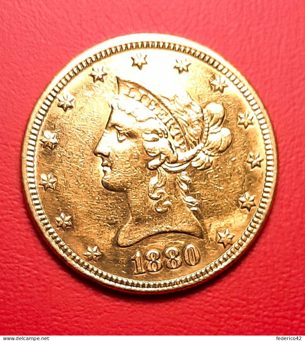 10 DOLLARI ORO USA 1880 TESTA CORONATA CON MOTTO SPL - 10$ - Eagles - 1866-1907: Coronet Head (Testa Coronata)