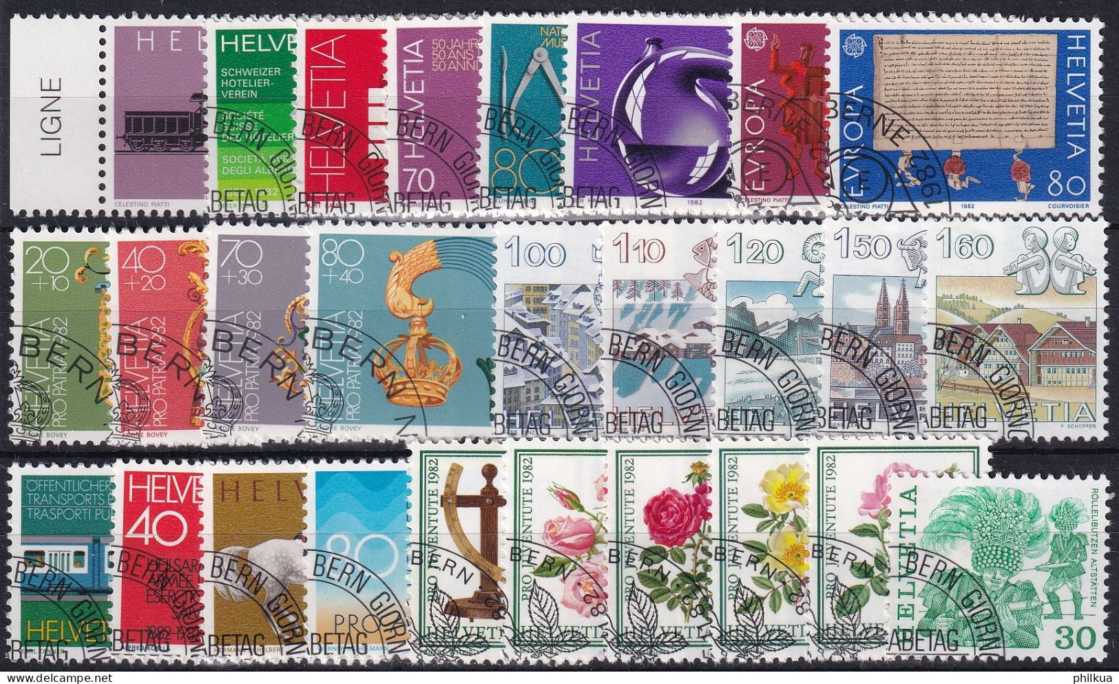 Jahresserie 1982 Schweiz, Michel 1214 - 1241 Alle Mit Einheitlichem ET-Eckstempel - Lotti/Collezioni